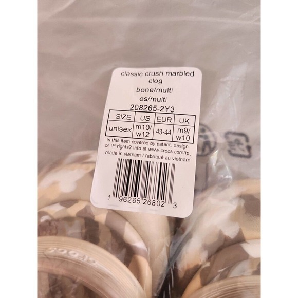 New Crocs Classic Crush Marbled Clog Size M10/W12 Bone Multiple - Picture 11 of 11